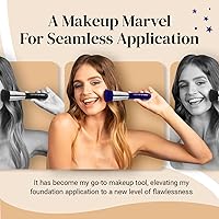 Vista 31 de Keshima Brocha de base plana Kabuki – Brocha de base prémium para maquillaje líquido, crema y polvo, pulido, mezcla y cara (tamaño regular, blanco)