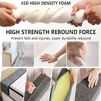 XMAYODS Bed Wall Gap Filler, Headboard Mattress Filler, Close The Gap, Washable Bed Bridge Bed Wedge for Single/Double/King Bed(Dark Gray,180x15x30cm)