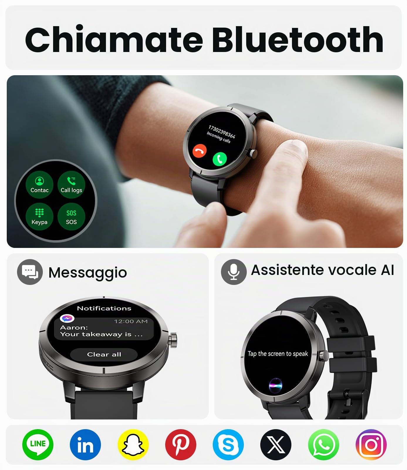 Orologio Intelligente Uomo Donna con GPS, Batteria 10 Giorni, Schermo Amoled da 1,35''/Caso in Alluminio/5ATM, 170+ Modalità Sportive, Fitness Tracker con Frequenza Cardiaca, Monitoraggio del Sonno