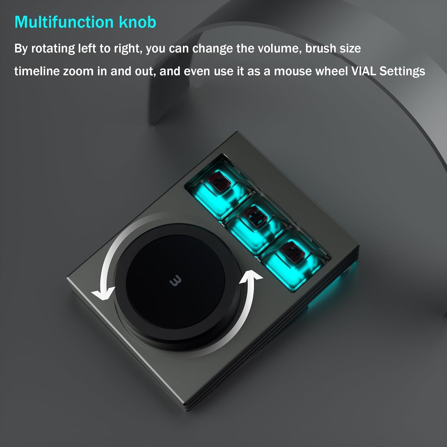 Macro Keyboard - Programmable Mini 3-Key OSU Keypad, Copy Paste with Knob, Type-C Interface, Win & Mac Compatible (Black)