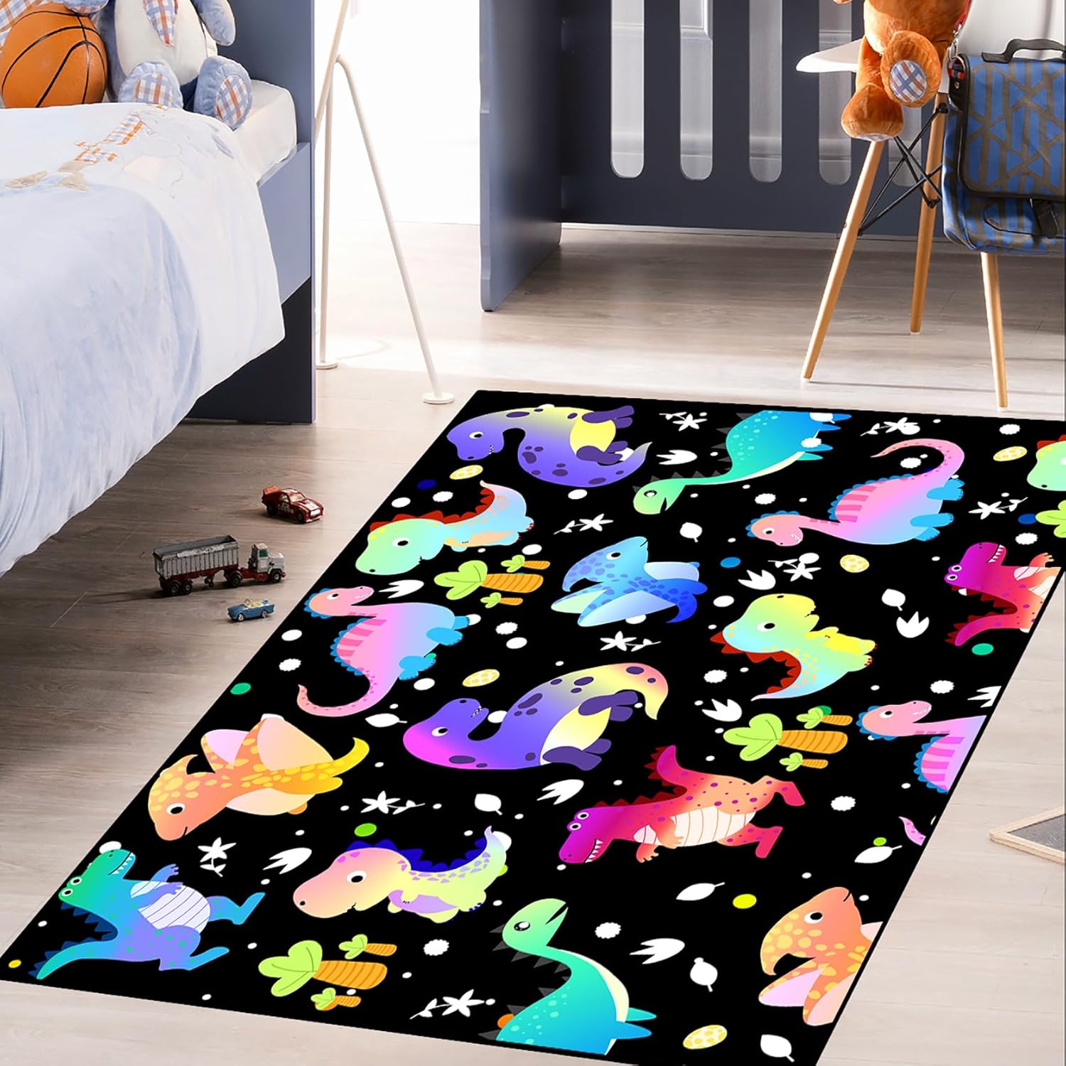 Amazon.com: Cute Dinosaur Rugs for Boys Bedroom - Colorful Gradient ...