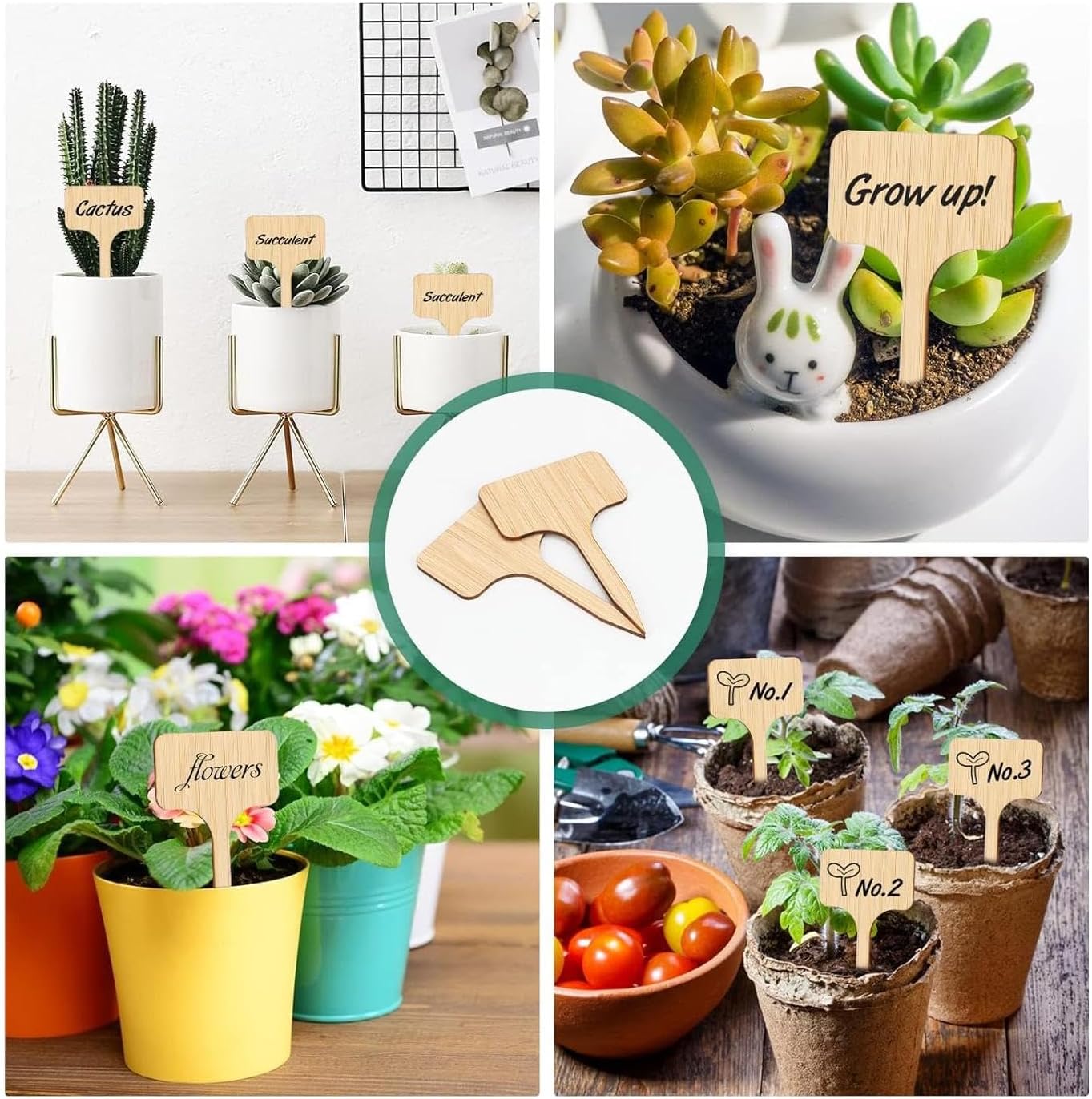 Wood Plant Labels,Bamboo Plant Labels,30 PCS Plant Sign Tags,Vegetable Garden Markers,Wood Plant Tags,for Garden Potted Plants(T Shape:2.36 * 4in/6 * 10cm) - Image 4