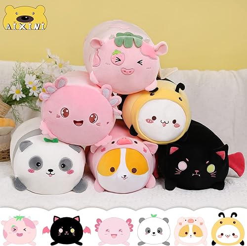 Miniatura 9 de AIXINI Bonita almohada de felpa de ajolote rosa de 8 pulgadas, animal de peluche luminoso de salamandra ajolote, suave peluche kawaii para abrazar,