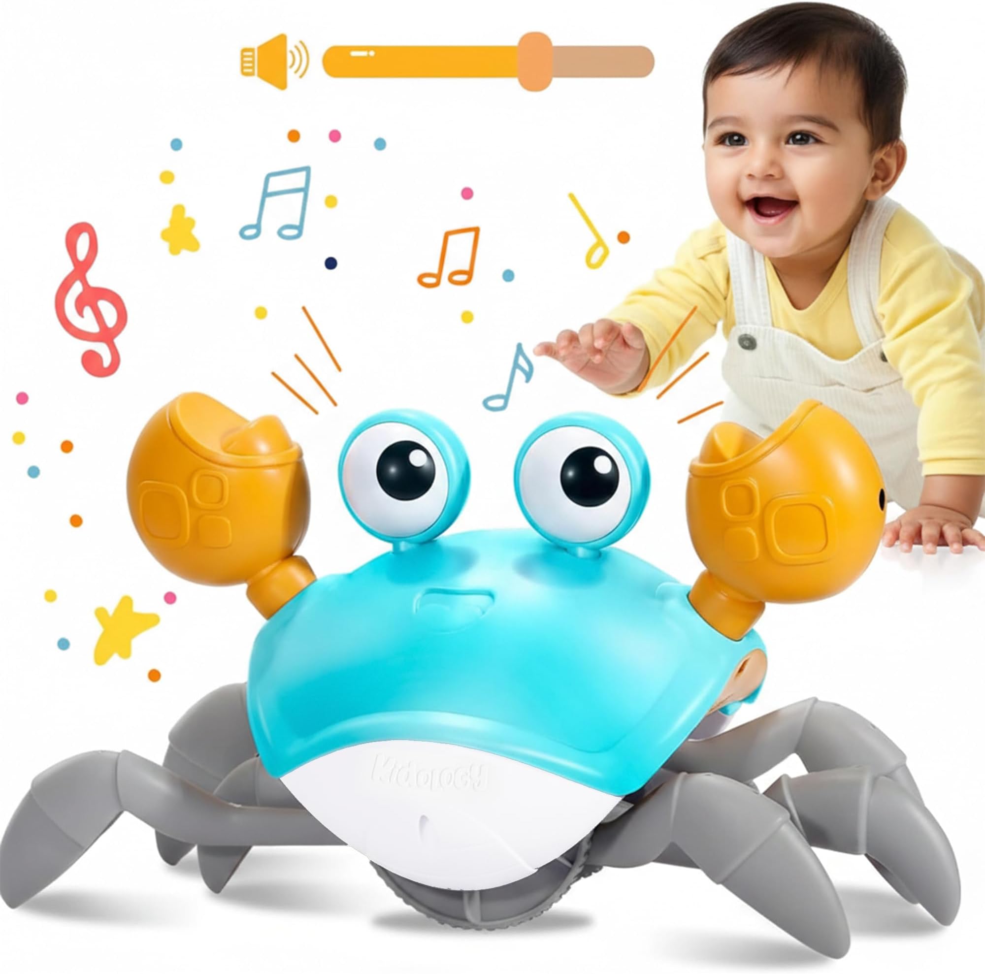 Crawling Crab Baby Musical Kids Toy with Led Lights & Rechargeable Battery|Interactive Early Learning and Entertainment Toys for Kids Toddlers & Infants,Multicolor