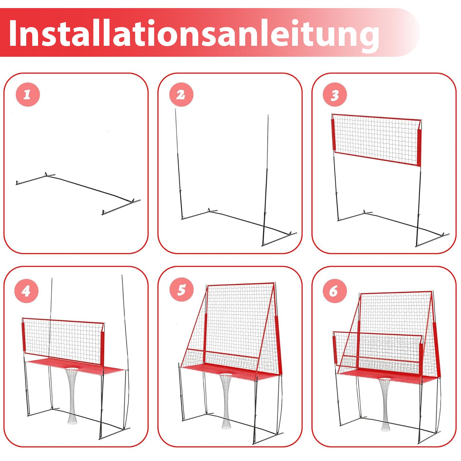 Volleyball Rebounder Netz, Verstellbares Volleyball-Trainingsnetz(1,98-2,43 m) FüR Schlag- Und Aufschlagtrainer Mit Tragetasche, Einfache Montage FüR Den Innen- Und AußEnbereich