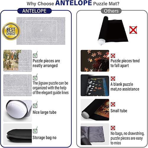 Miniatura 5 de Antelope - Tapete de rompecabezas para rompecabezas de 1000 1500 rompecabezas de 500 piezas, tapete de almacenamiento de rompecabezas de 45.6 x 26
