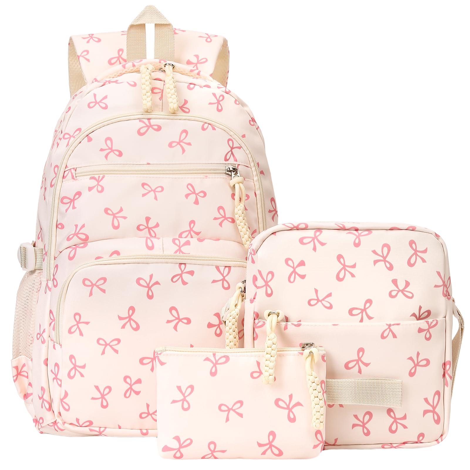 jingyuKJ Coquette Bow Backpack - Cute Kawaii Backpack Set Aesthetic Daypack Coquette Rucksack (A01 Bow Pink)