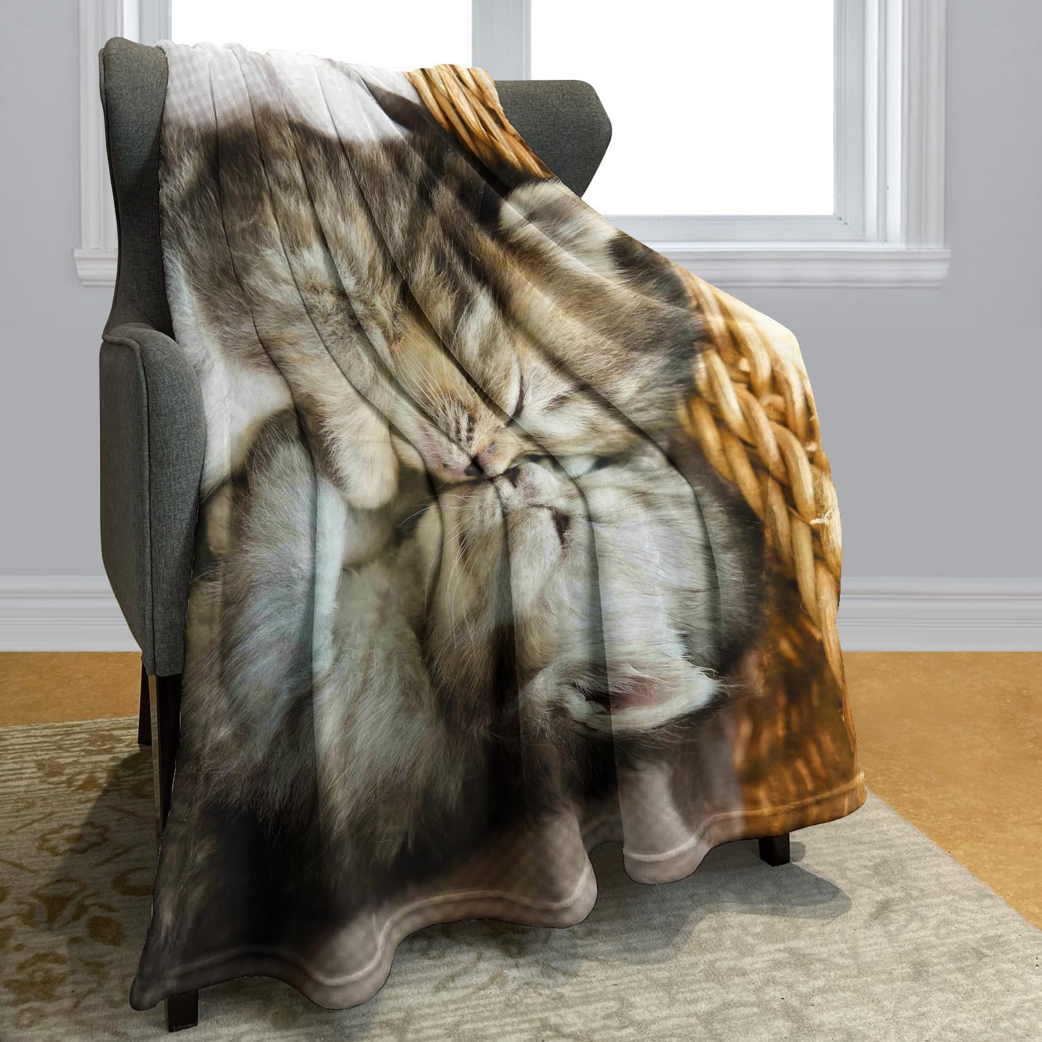 YISUMEI Decke 150x200 cm Kuscheldecken Sanft Flanell Weich Fleecedecke Bettüberwurf EIN Paar Süße Katzen