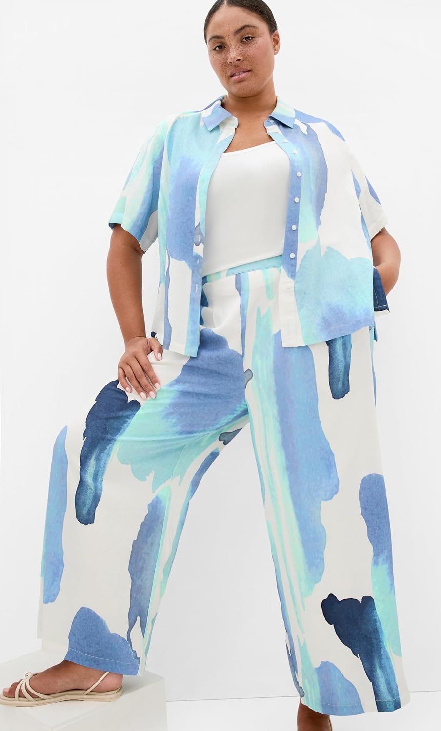 City Chic Plus Size Pants - Surface Level Print