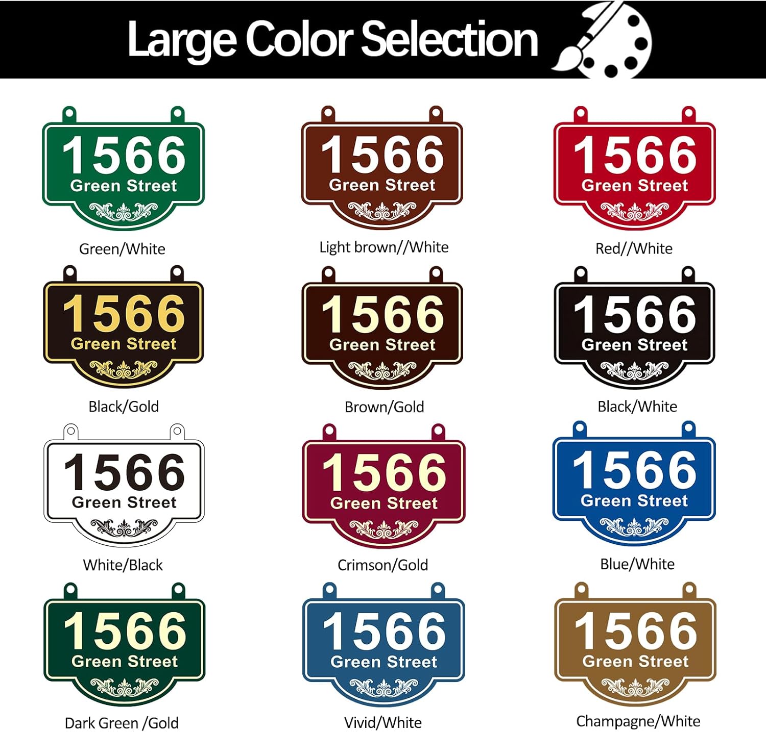 Hanging Address Plaque Sign - Mailbox House Number Plaque Sign,House Numbers for Outside House,Lamp Post,Light Post,Mailbox,Yard,Front Door Metal 2 Hooks 10 x 7.8 inch