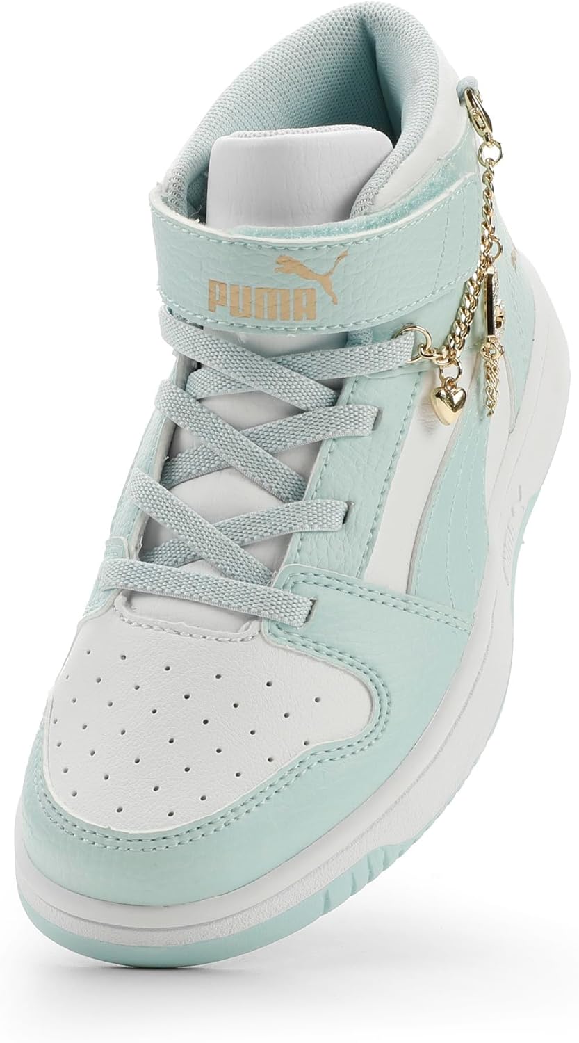 PUMA Kids' Rebound Layup Mid Hook and Loop Sneakers