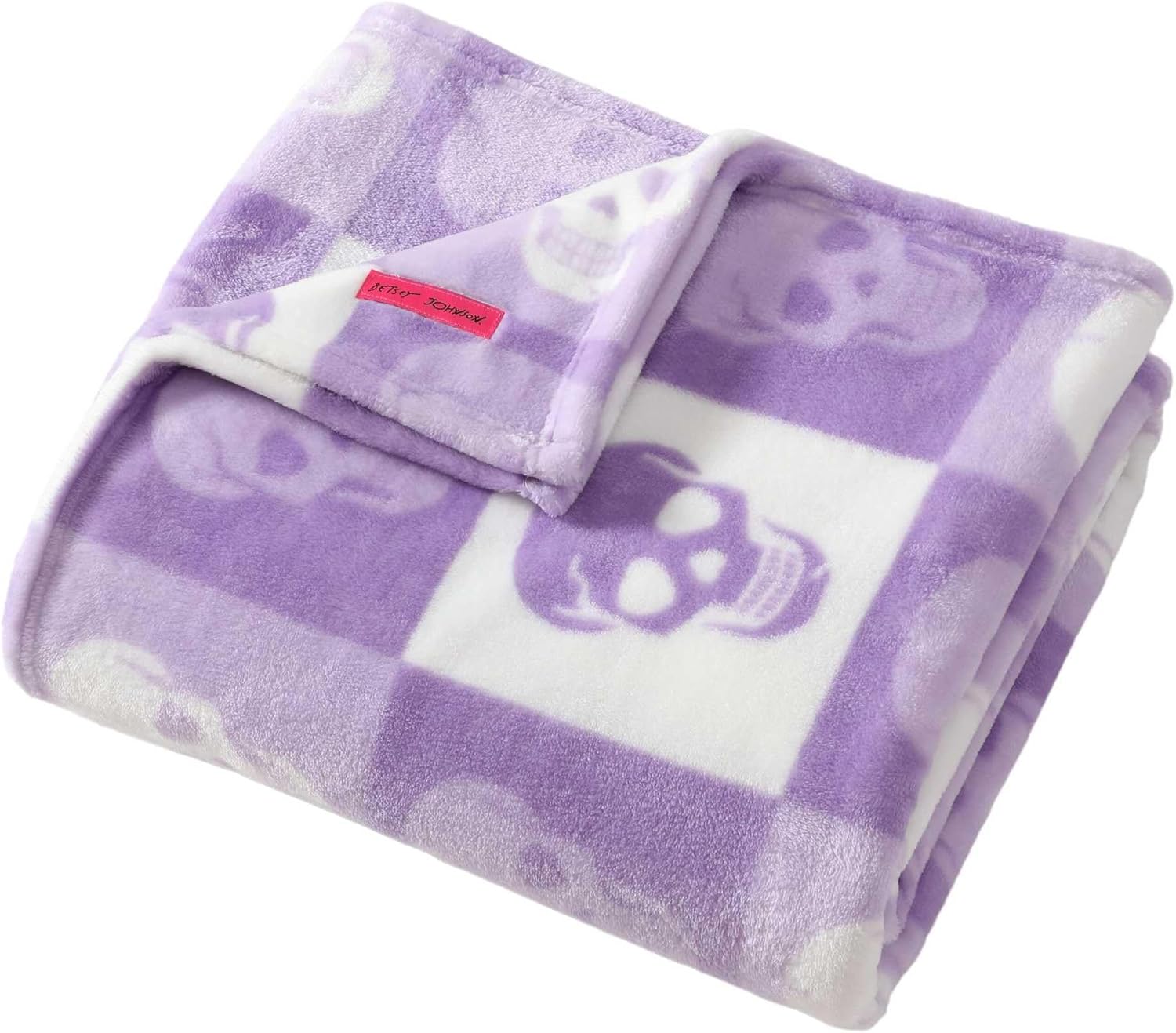 Betsey Johnson - Blanket, Buttery-Soft Throw Blanket for Couch or Bed, Boldly Plush & Oversized Bedding (Cracked Checkered Skull Purple, 50" x 70") - Image 2