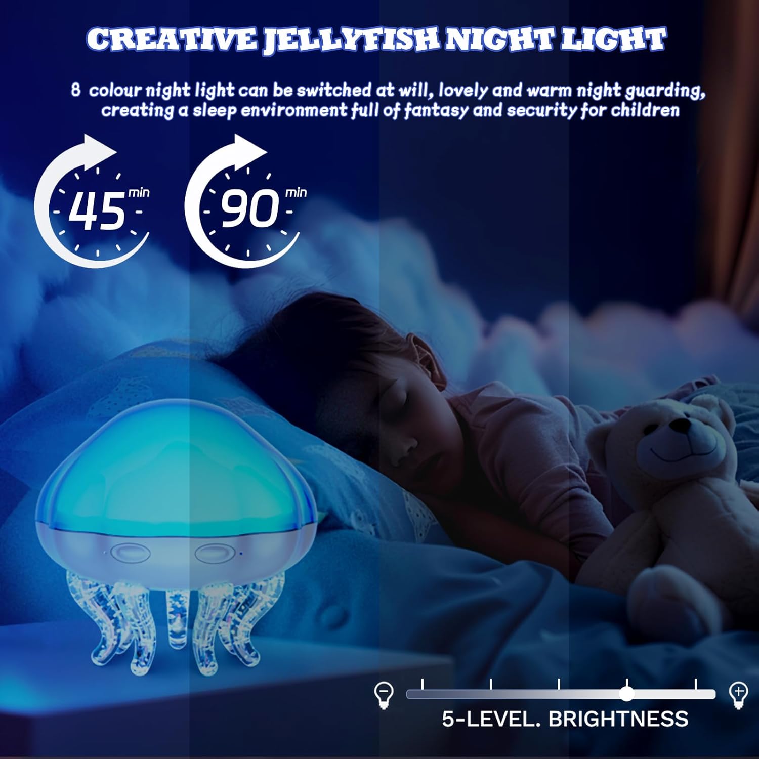 2-in-1 Ocean Wave & Jellyfish Projector Light with Remote Control,Timer autoOff,8Color Changing Night Light for Kids,USB Powered Mood Lamp for Bedroom,Christmas Birthday Gift (Jellyfish)