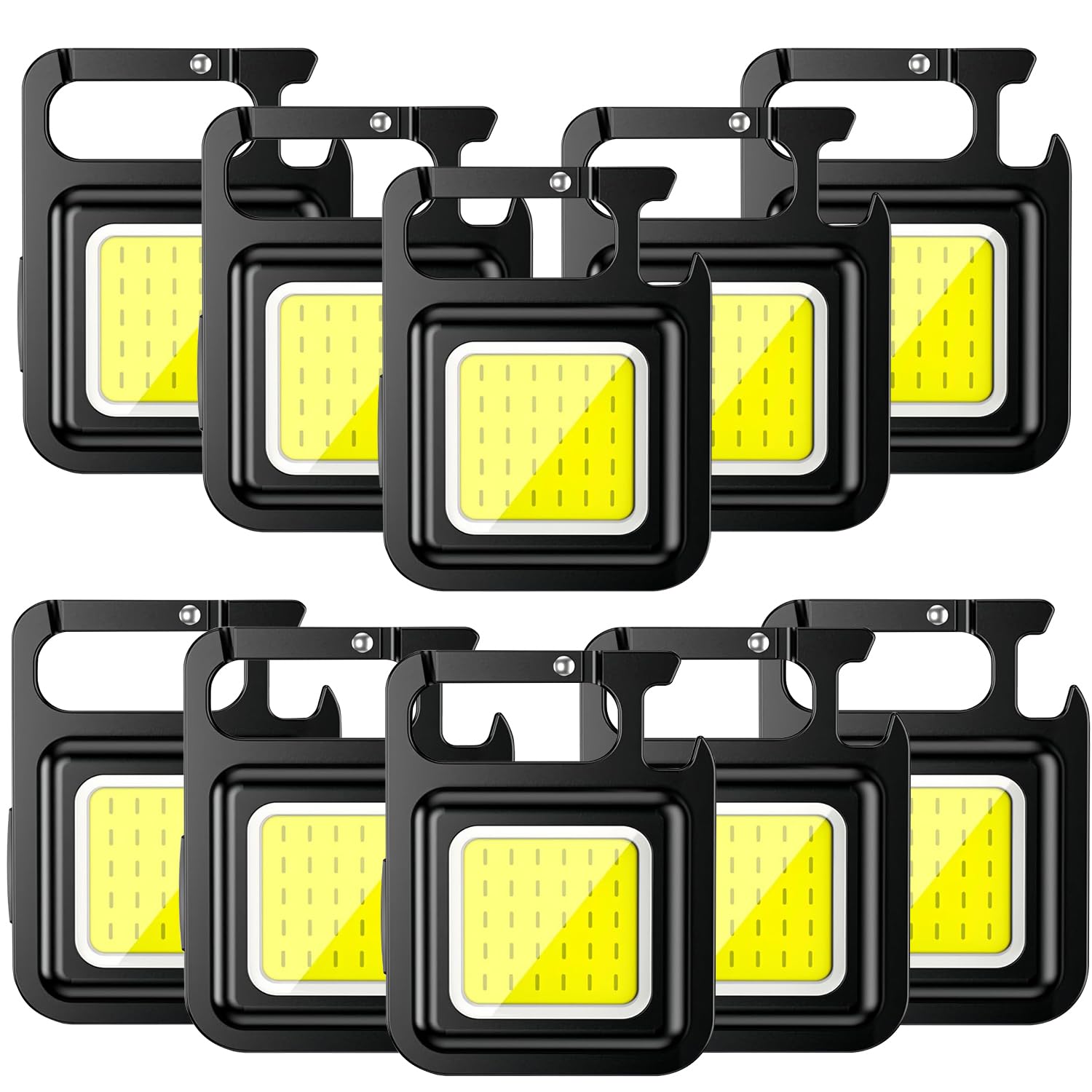 10 sztuk przenośnych świateł roboczych COB do wielokrotnego ładowania, wielofunkcyjna mini latarka LED na kemping, naprawę awaryjną, spacery z psem i inspekcję, oświetlenie breloka, 10 szt