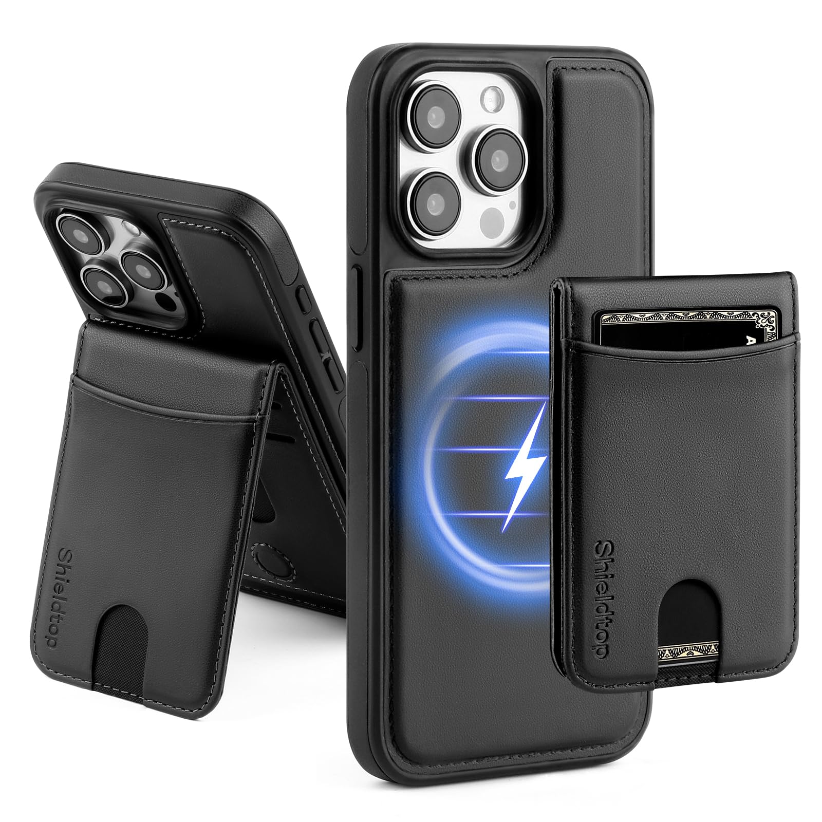 Shieldtop Compatible with Magsafe 2 in 1 Detachable iPhone 14 Pro Max Wallet Case with Card Holder Women Men,Magnetic PU Leather RFID Blocking Flip