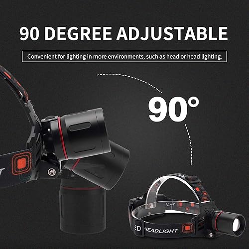 Miniatura 5 de Faro de caza de luz roja recargable, 1000 lúmenes, luz LED roja con zoom, luz roja, faro frontal impermeable, 3 modos para Coon Hog Coyote Varmint