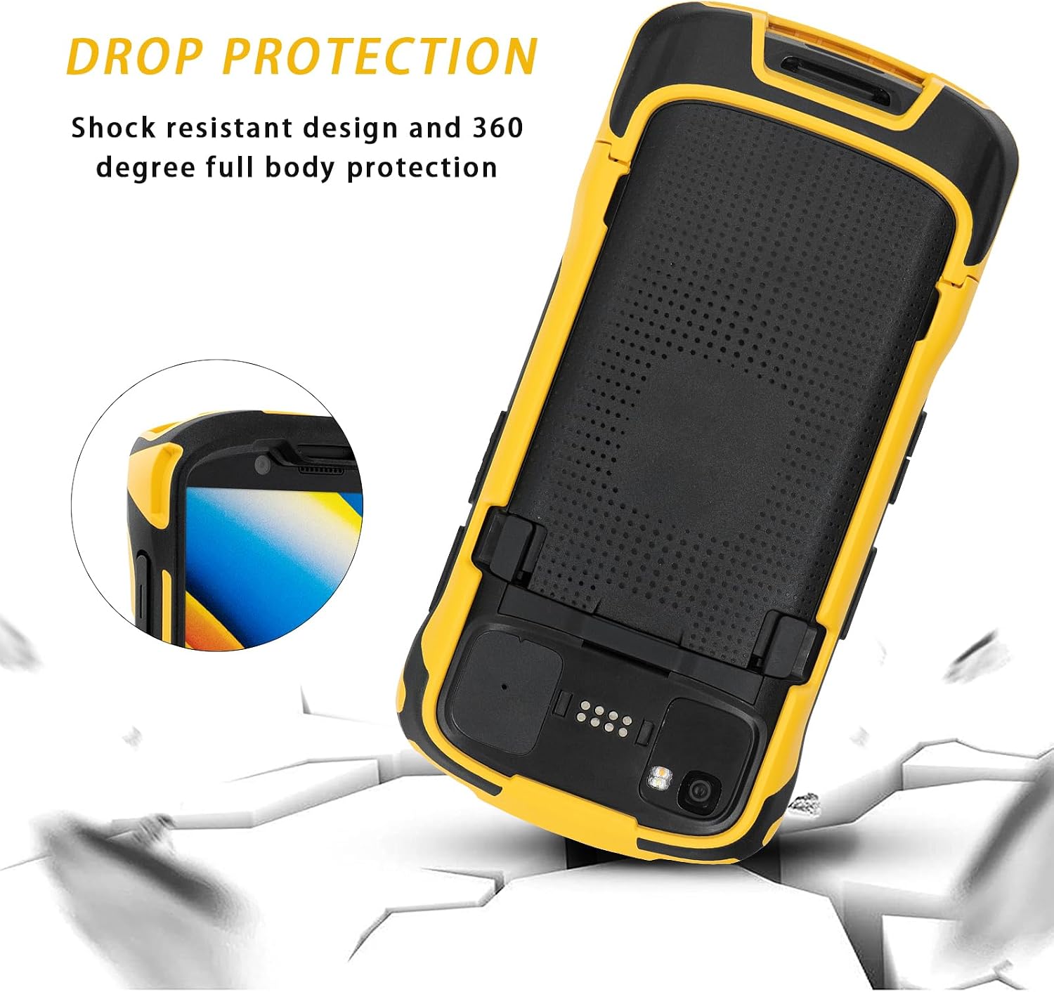 TC53 Protective Case Rugged Cover for Zebra Symbol TC53 TC58 Barcode Scanner Handheld Mobile Computer, Sturdy TPU Bumper Black & Yellow