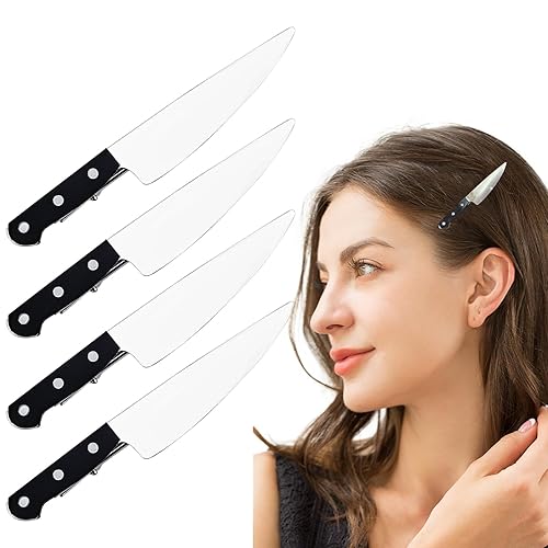 Paquete de 4 mini pinzas para el cabello para mujer, moda punk creativo, hip hop, vajilla de acrílico para cosplay, fiesta de Halloween, accesorios