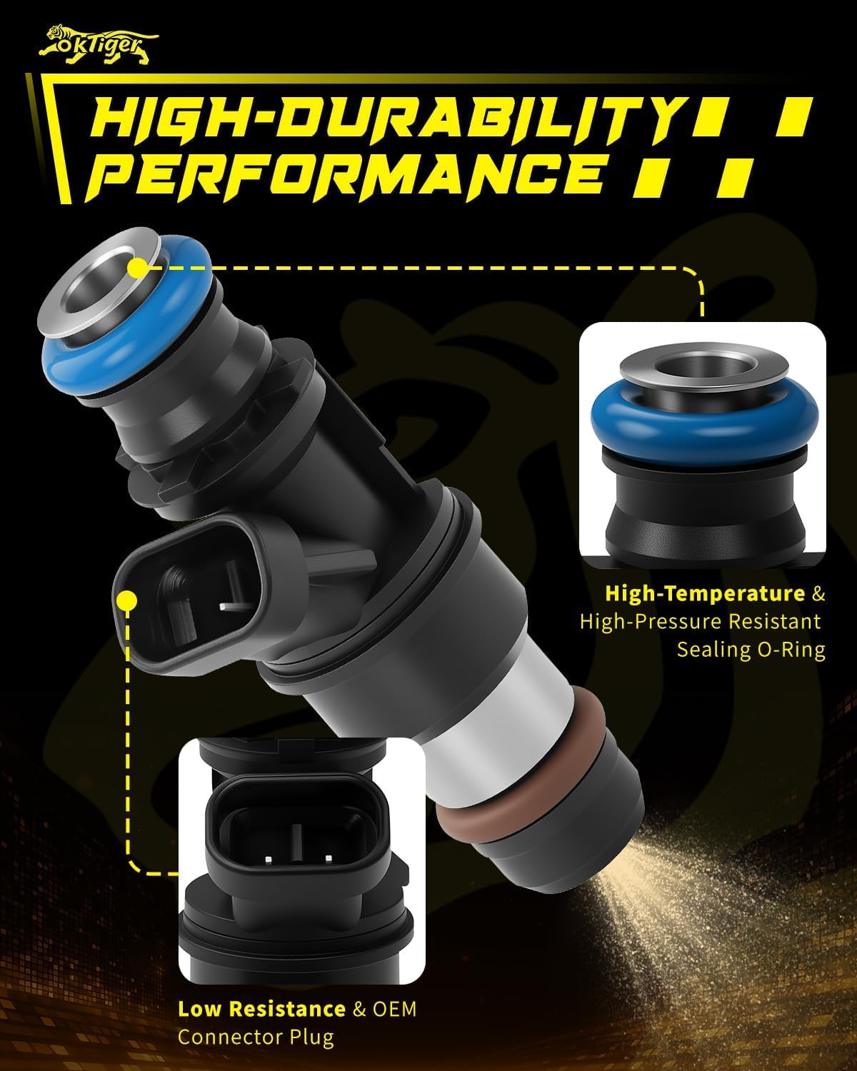 Oktiger Fuel Injectors for Chevy/GMC Silverado 1500/2500/3500 Hd(2001-2006), Avalanche(2002-2004),Suburban(2000-2006), Savana/Express(2003-2006), 4.8L/5.3L/6.0L V8 4Holes Replace# 17113553(8Pcs)