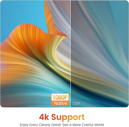 Miniatura 2 de Proyector HAPPRUN, Proyector con WiFi y Bluetooth, [Reflejo de Un Paso] Proyector para teléfonos, Proyector portátil nativo 1080P de 12000L con