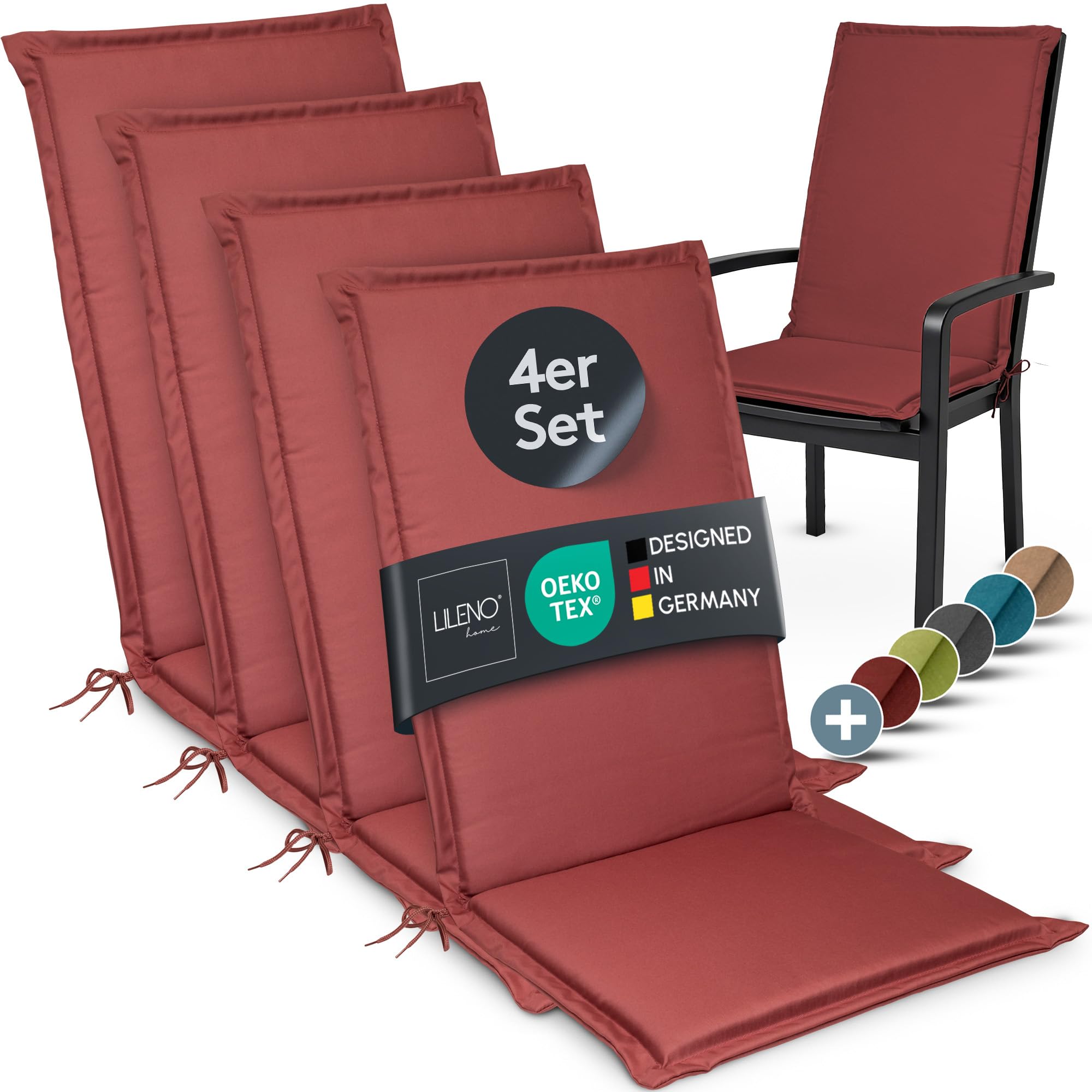 LILENO HOME Gartenstuhl Auflagen Bequeme Liegen als Sitzauflagen für Gartenmöbel - Stuhlkissen für Gartenstühle und Klappstühle Miami