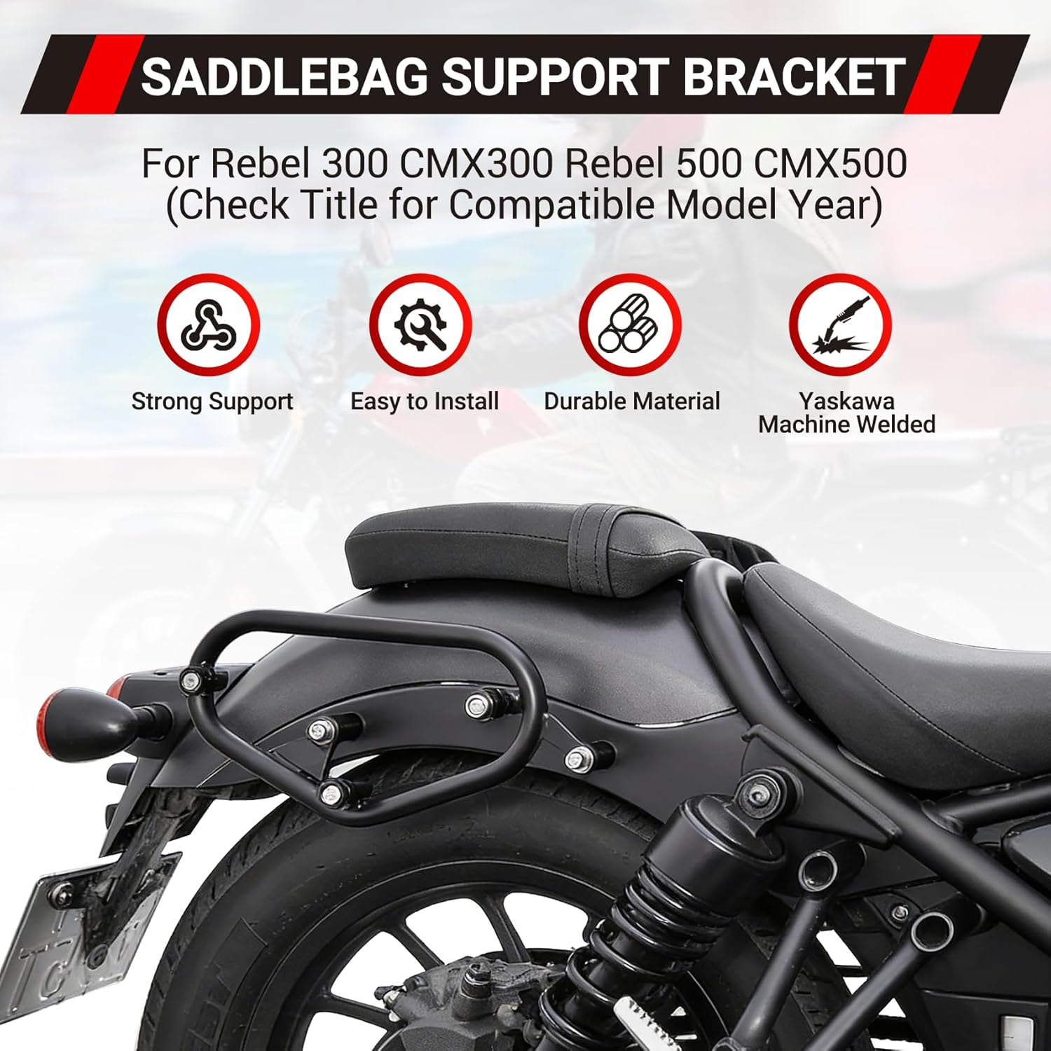 Motorcycle Saddlebag Support Brackets for Rebel 300 CMX300 Rebel 500 CMX500 2017 2018 2019 2020 2021 2022 2023 2024 2025 2026 Saddle Bag Side Support Mount Brackets