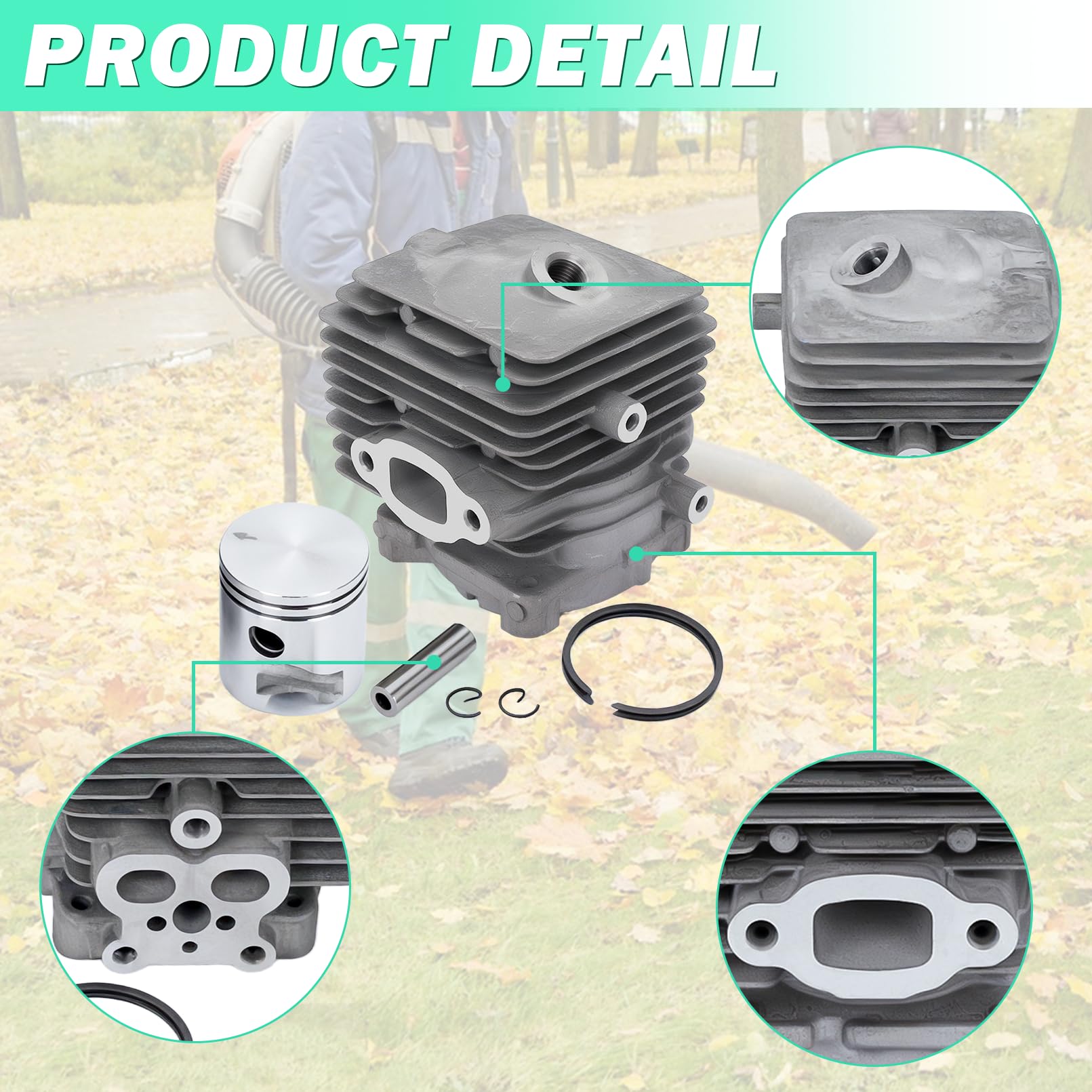 Adefol - Kit cilíndrico para Stihl BG56 BG56C SH56 SH56C BG86 BG86C BR200 SH86 SH86C SR200 - Soplador de hojas, cilindro delantero filtro de combustible, bujía, repuesto 4241 020 120