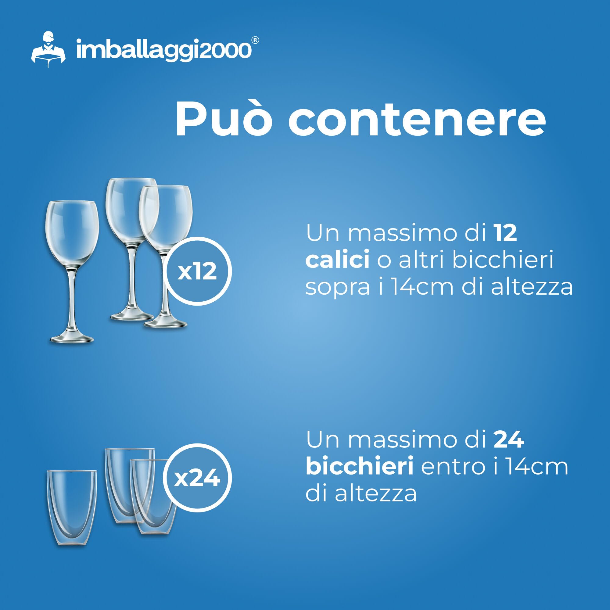 IMBALLAGGI 2000-3 Scatole Trasloco 40x30x30, Scatole Cartone con Coperchio e Divisori per Trasporto 24 Porta Bicchieri o 12 Calici Fino 5kg, Scatoloni per Trasloco 100% Eco Doppio Strato Rinforzato