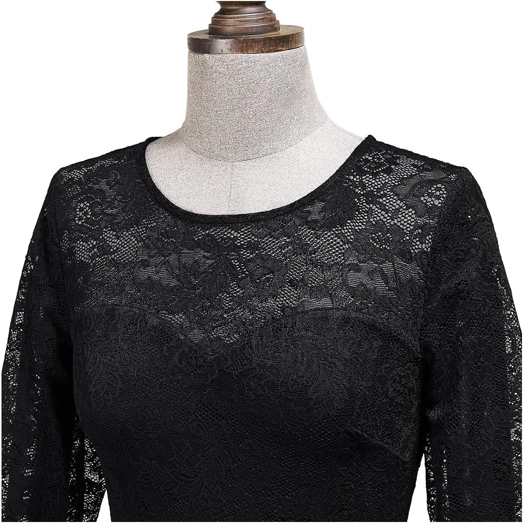 MISSMAY Women's Classy Floral Lace Ruffle Formal Bridesmaid Long Dress - Image 5