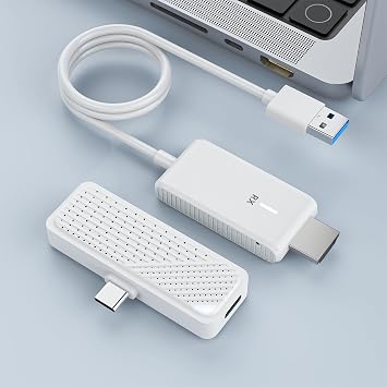 Type-C Wireless HDMI Transmitter and Receiver for iPhone & Laptop, 50M/165FT Type C Wireless HDMI Projector, 1080P@60Hz Output, Plug&Play 2.4G/5G for Streaming Video/Audio to HDTV/Monitor/Projector