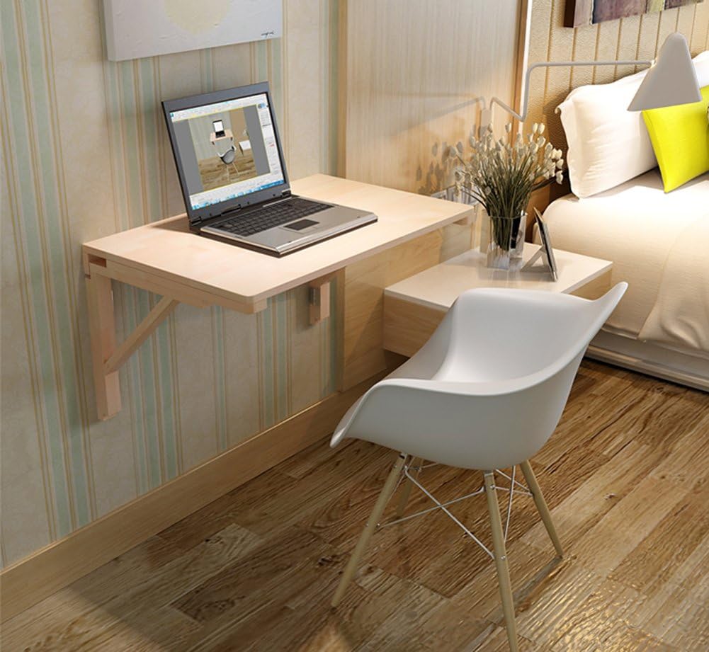JIANGU Wall Table, Solid Wood Folding Table, Wall-Mounted Computer Desk, Learning Desk, Wall Folding Desk