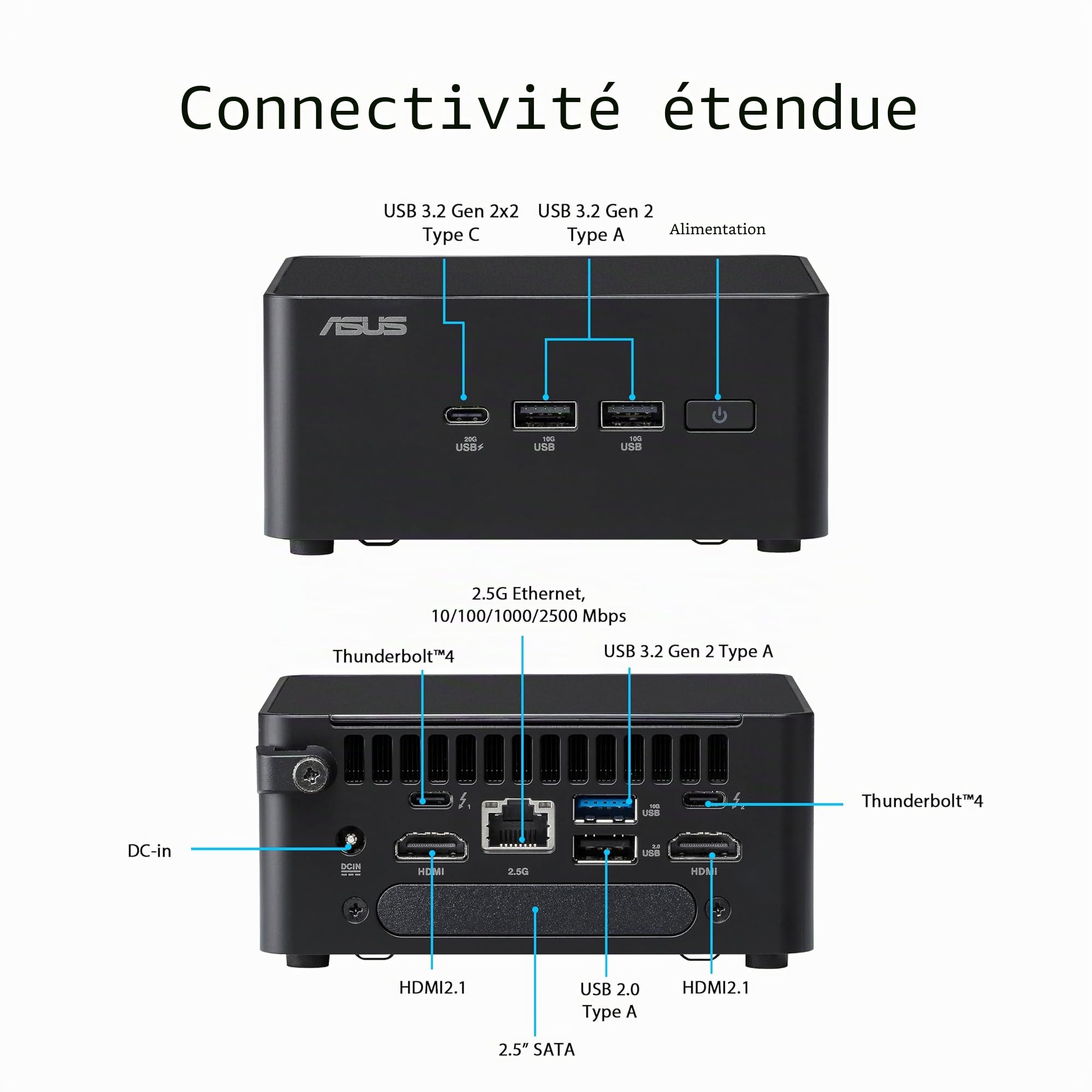 Asus Nuc 14 Pro Rnuc14rvku500002i - Barebone - MinI-Pc - 1 X Core Ultra 5 125h / 1,2 Ghz - Ram 0gb - Intel Arc Graphics - WI-Fi 6e, 1gbe, 2,5gbe, Blu