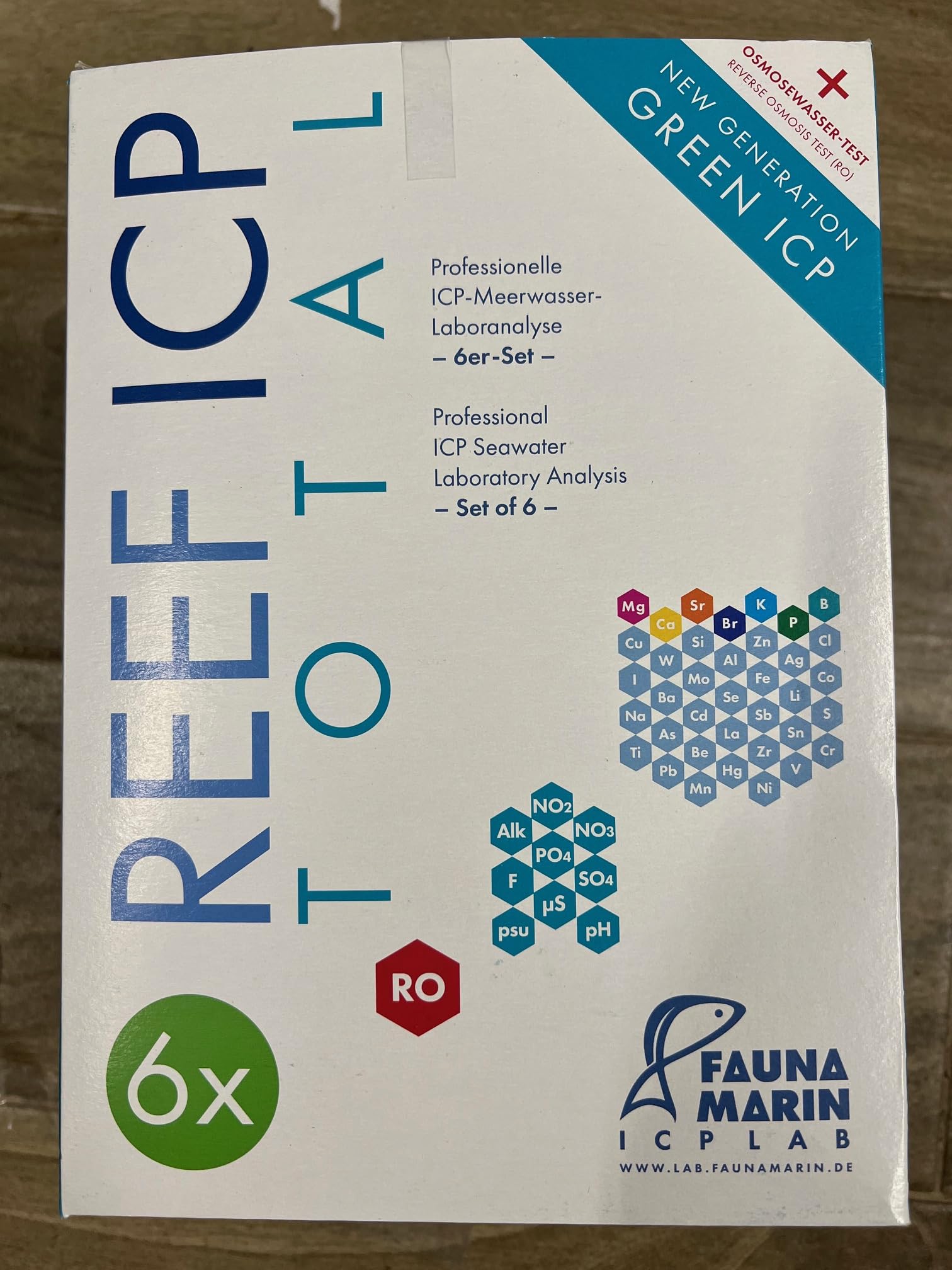 Fauna Marin Reef ICP Total, paquete de 6, análisis de agua de los principales elementos macro y traza