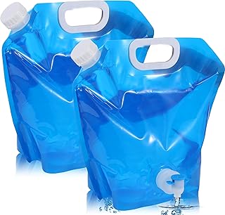 10L Faltbarer Wasserkanister, 2 Stück Flexibler Wasserbehälter Tragbar Faltbare Trinkflasche, Faltbare Wasserflasche BPA-frei Wasserbeutel für Camping,Wandern und Wasserspeicherung zu Hause