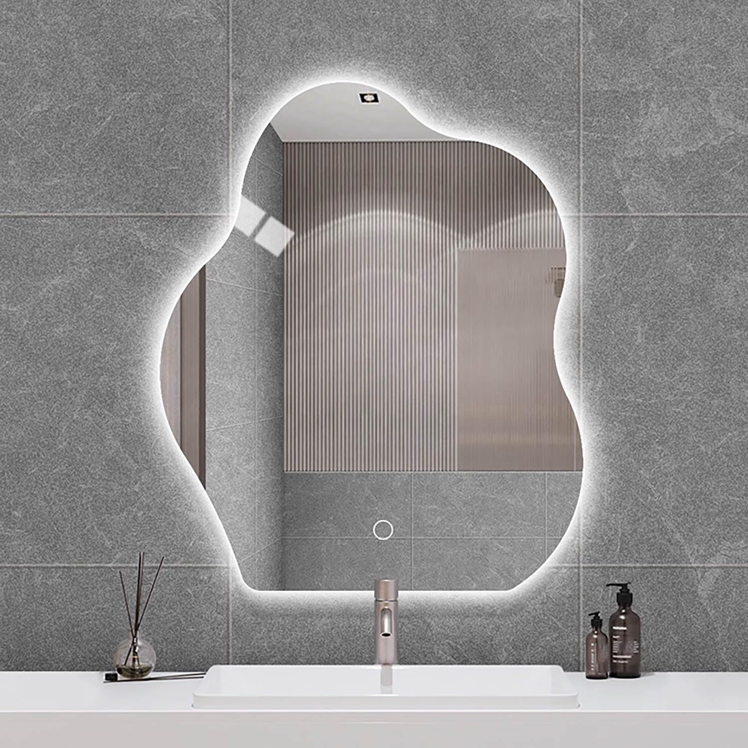 Inteligentne lustro Vani z podświetleniem LED, przeciwmgielne lustro ścienne z 3 kolorami światła, idealne do przedpokoju, łazienki, sypialni (76 x 122 cm)