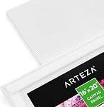 ARTEZA Canvas Boards for Painting, 16 x 20 Inches, Pack of 14, Blank White Canvas Panels for Acrylic, Oil and Gouache Painting