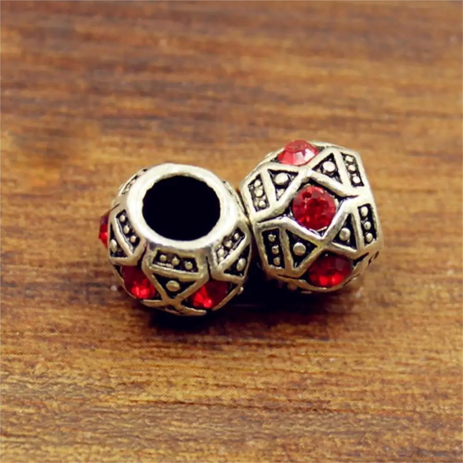 Dnyucen Spacer Beads 100Pcs Antique Silver Color Rhinestones Round European 5mm Hole Big Hole Spacer Beads(Color6)