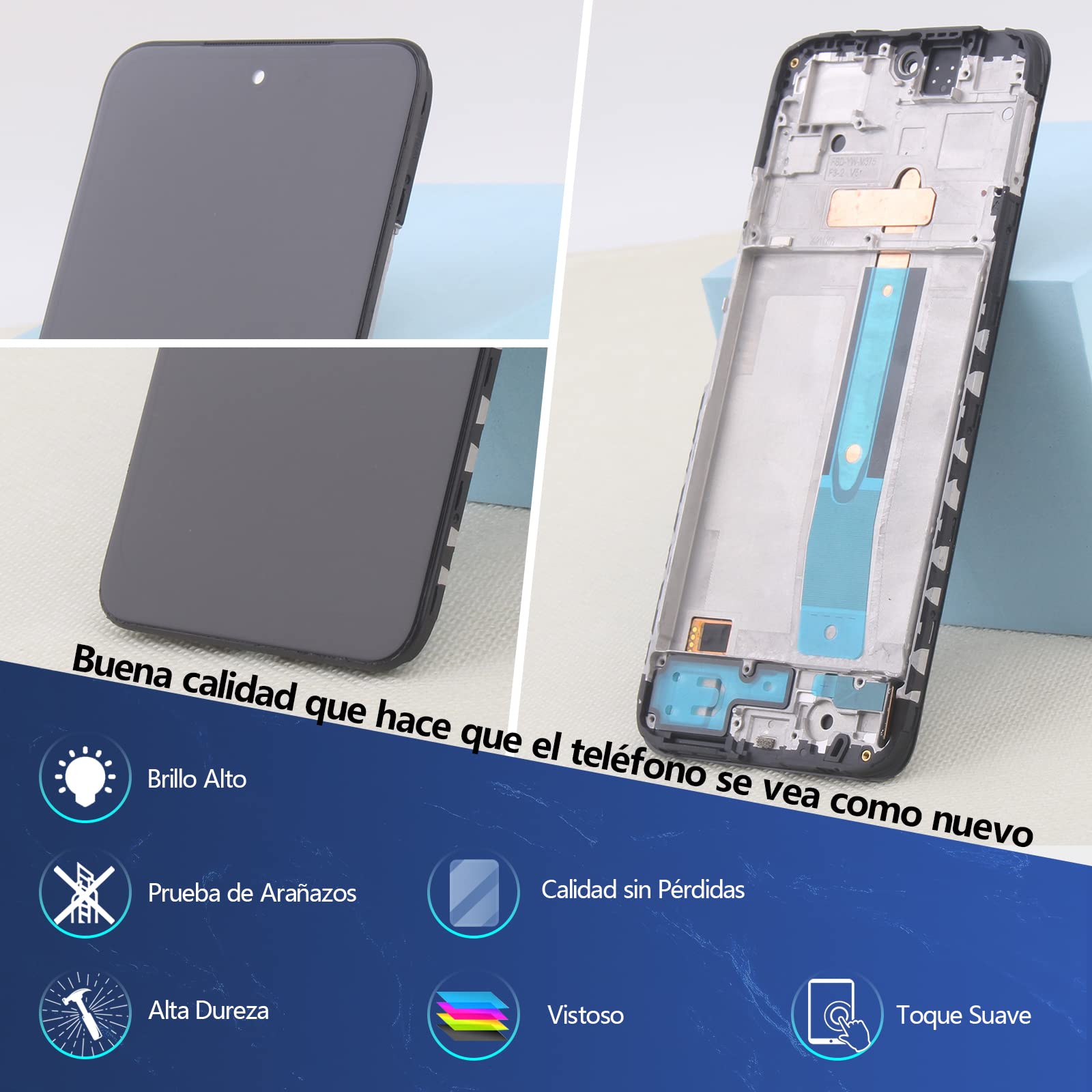 RongZy para Xiaomi Redmi Note 11S 2201117SG 2201117SI LCD+Pantalla Táctil Digitalizador Asamblea Reemplazo +Reparación Herramientas(Negro con Marco)
