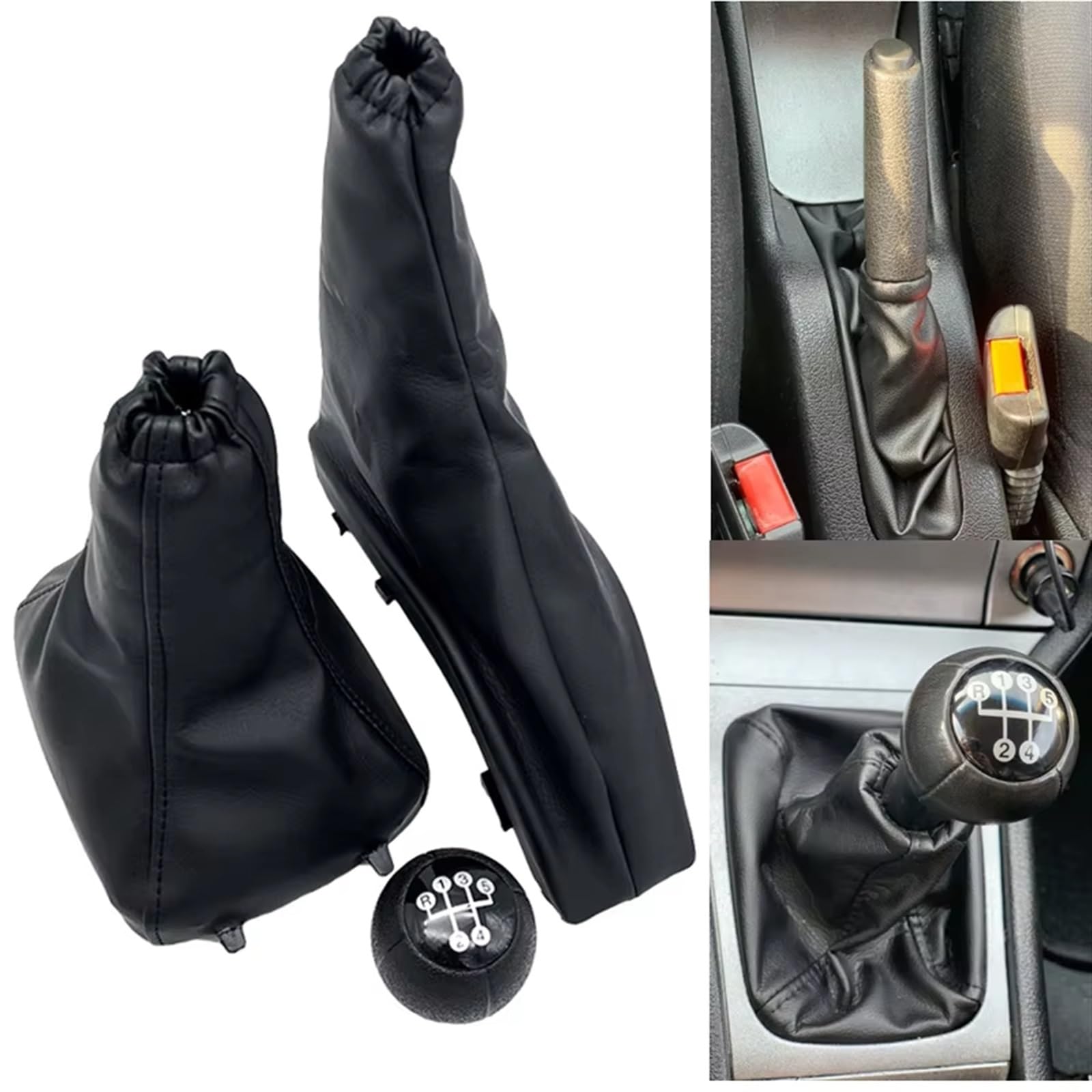 Pomelli Leva Cambio Per Opel Per Astra II G Per Zafira A 1998-2010 Leva Pomello Cambio Shifter Pallamano Collare Di Avvio In Pelle Copertura Antipolvere Freno A Mano(Gear Shift Case)