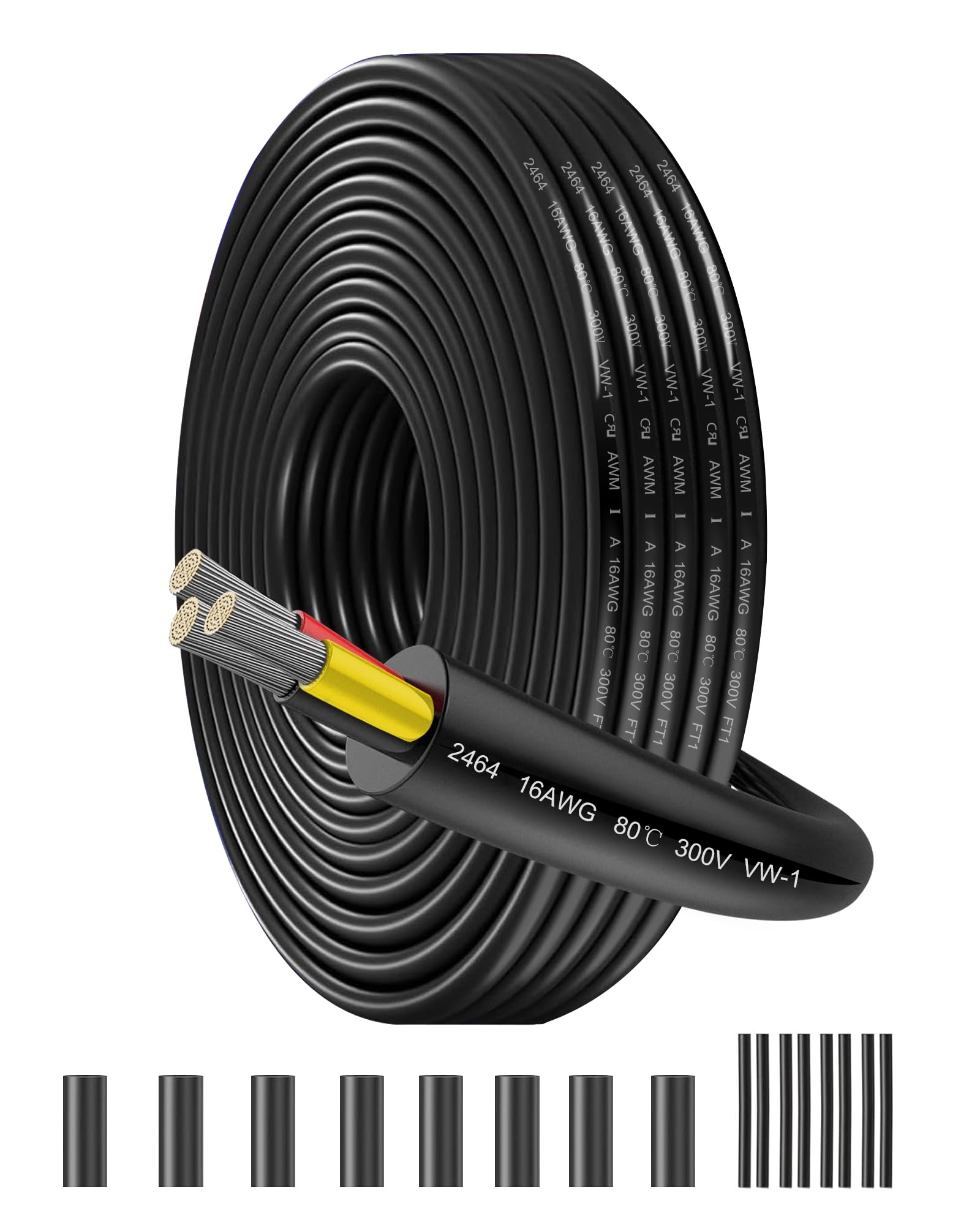 16AWG 3 Core Electrical Wire | 3×1.5mm² Stranded Tinned Copper Extension Cable 26.25FT/8 Metres | 12V/24V/300V Low Voltage Flexible PVC for LED Strips, Automotive Wiring — image 1