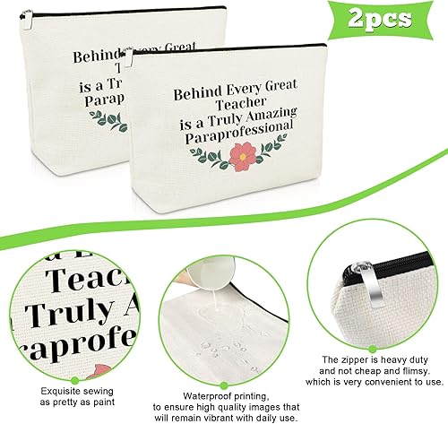 Miniatura 3 de Paquete de 2 bolsas de maquillaje para profesores, regalo de agradecimiento para profesores, asistente de cumpleaños, bolsa de cosméticos, regalo de