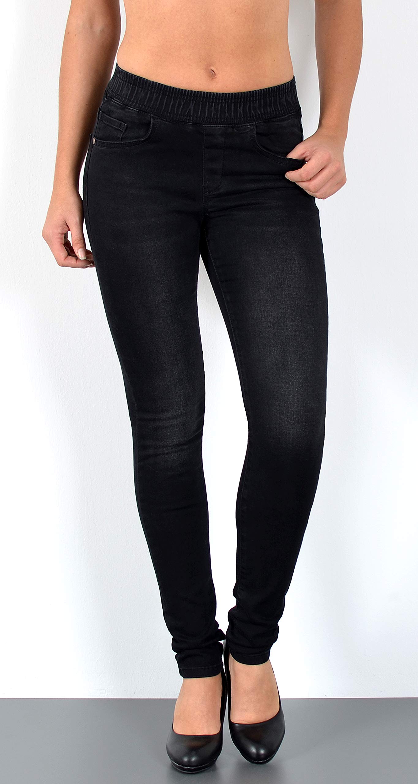 ESRA Skinny Jeans Damen High Waist Stretch Jeans Damen Jeggings Damen Stretch elastischer Gummi-Bund Übergröße Puls Size J291