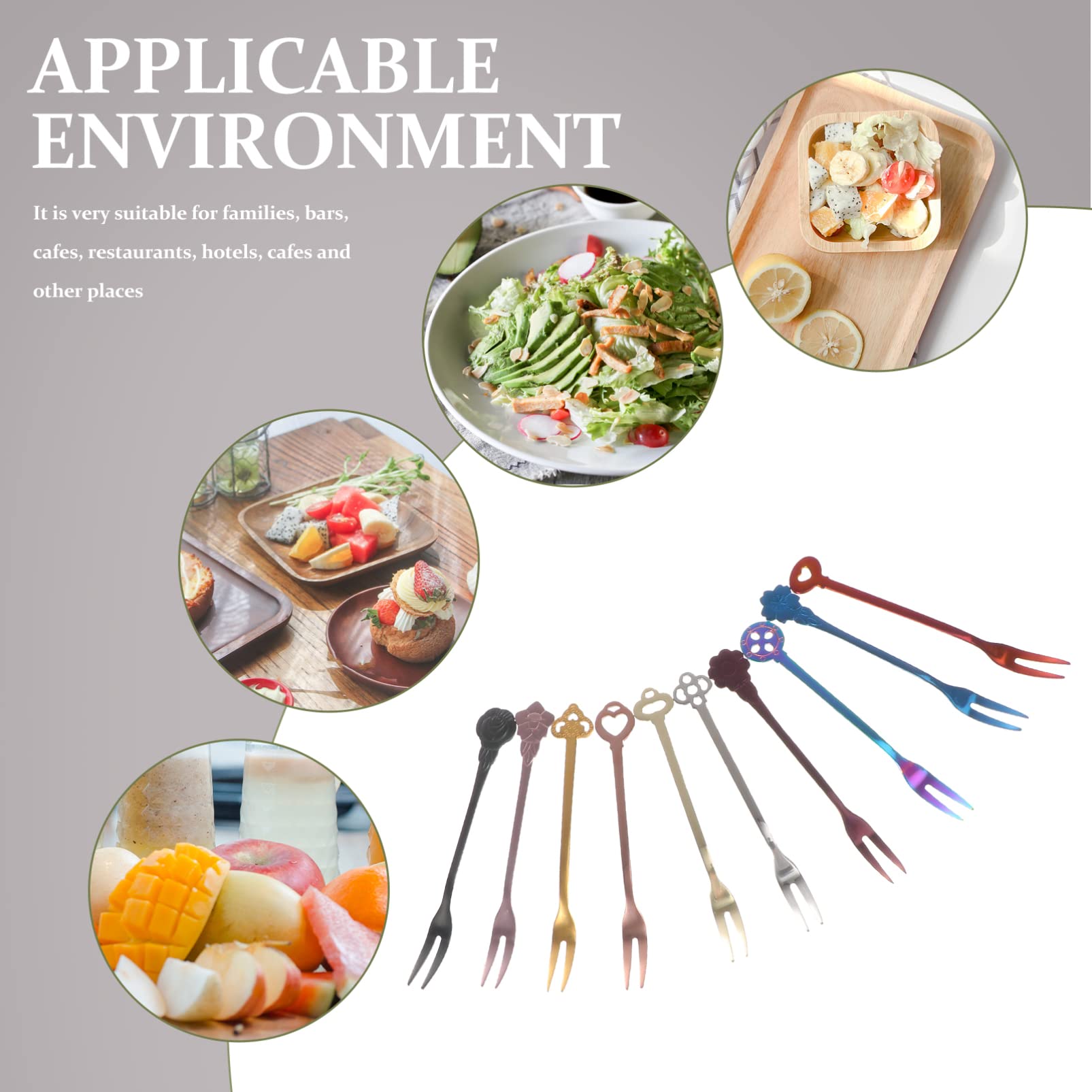 HEMOTON 20piezas Tenedores De Postre De Acero Inoxidable De Decoración De Mesa Creativa Perfectos Para Fiestas y Buffets Aptos Para Frutas Aperitivos y Pasteles