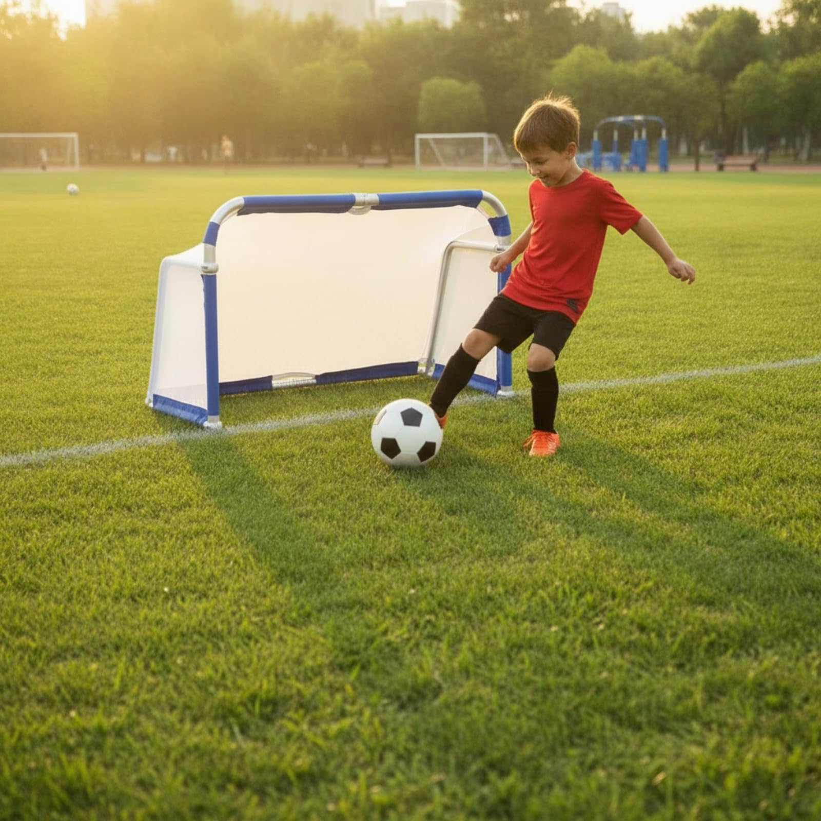 Amagogo Porta da Calcio Pieghevole Portatile Rete da Calcio Porta Allenamento Obiettivo Passaggi Struttura in Lega di Alluminio con Piedini Stabilizzatori