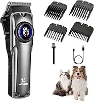 Máquina de Tosar Pet Profissional Cachorros Gatos Sem Fio Silenciosa Com Display