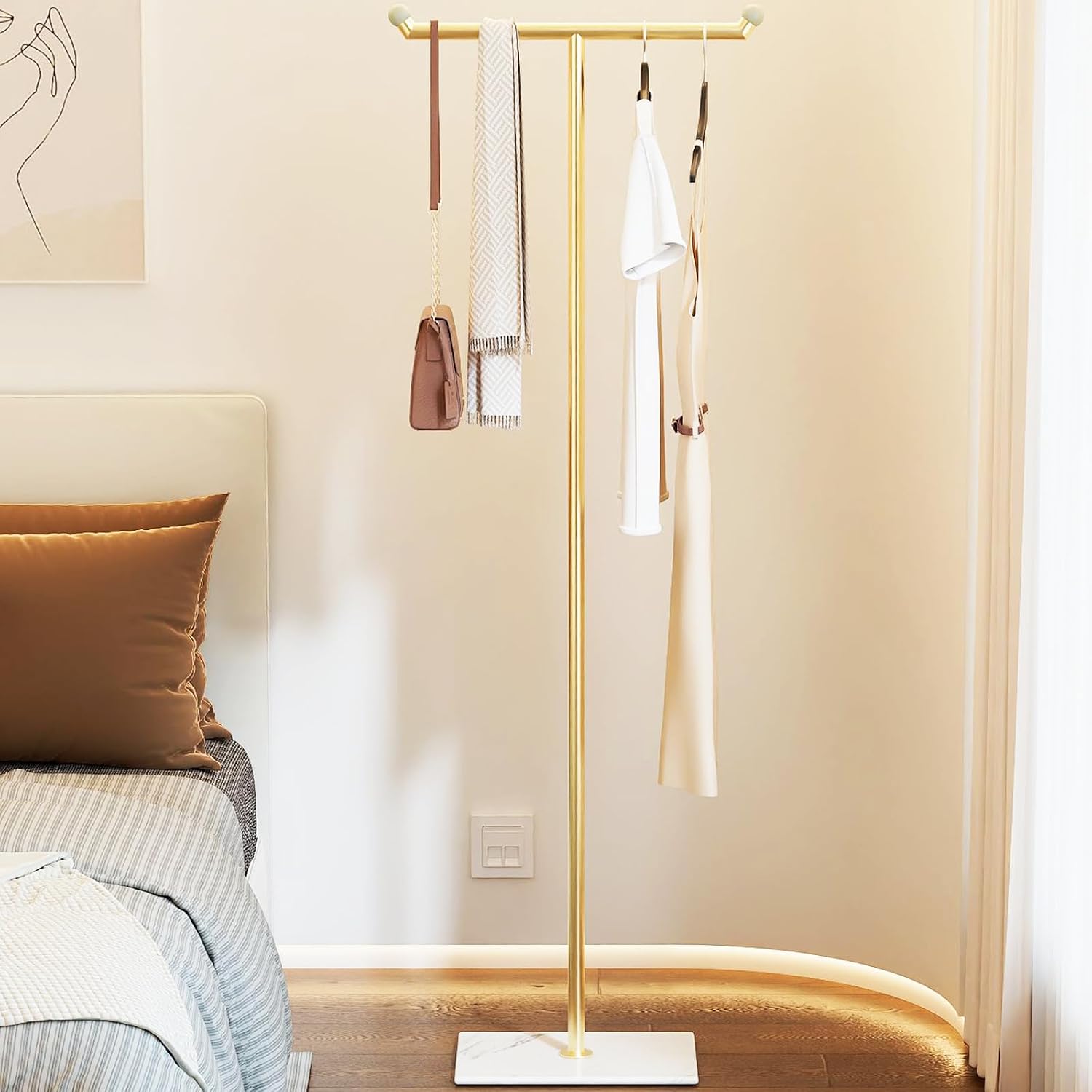 Clothing stand ，Coat rack freestanding，Coat tree Marble base metal coat rack jacket coat bag perchero heavy duty coat rack Available for hall office entryway ，Small clothing rack