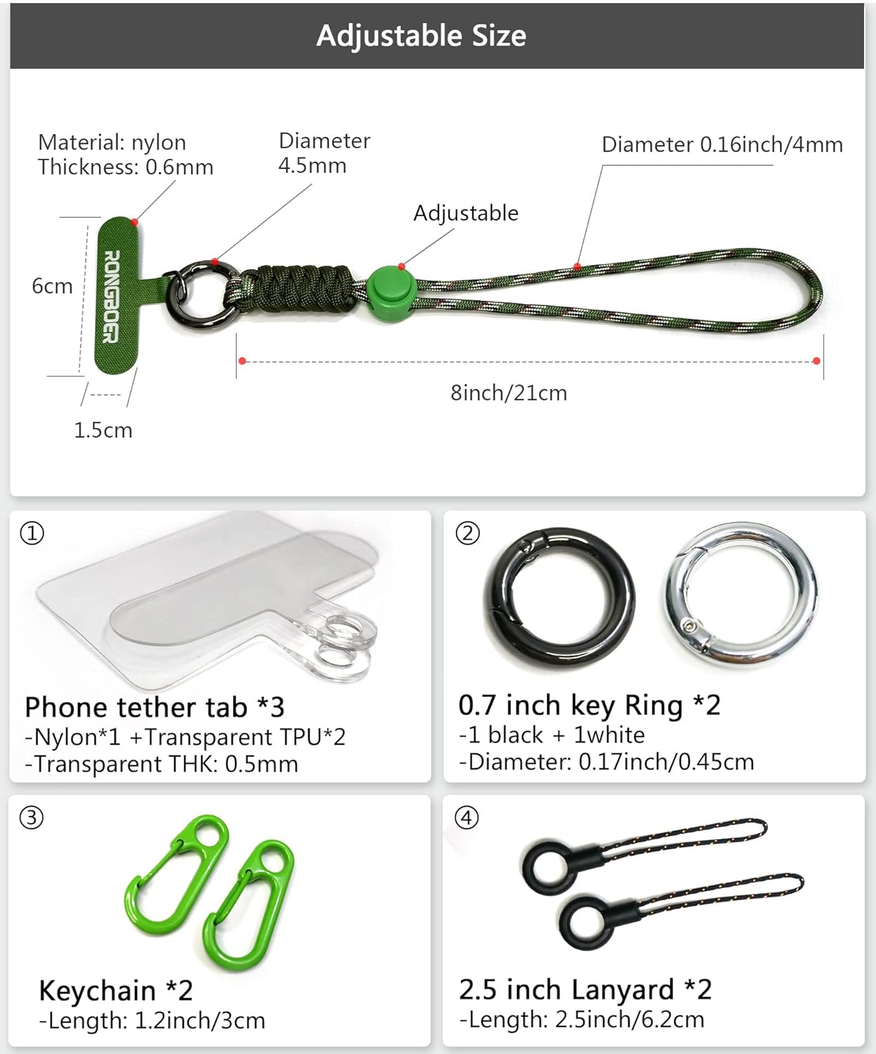 Cell Phone Lanyard Wrist Strap - Phone & Camera Wrist Strap, Short Lanyard for Keys, Jungle Green - Image 4