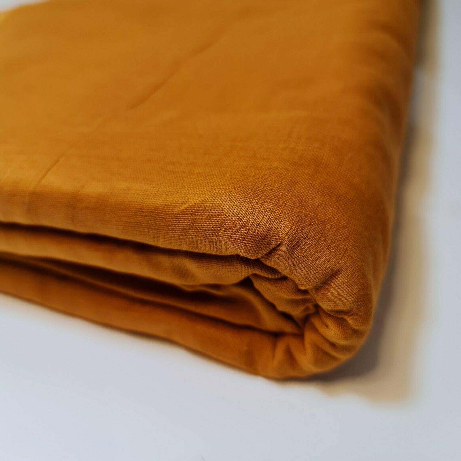 100% Cotton Soft Muslin Voile Cheesecloth Mulmul Fabric Draping Curtains 44" (1 Meter, Light Mustard)