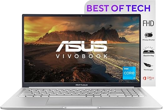 ASUS Vivobook 15, Intel Core i3-1215U 12th Gen, Thin and Light Laptop, 15.6″ FHD, 60Hz (8 GB RAM/512GB SSD/Windows11/Office 2021/42WHr /Silver/1.40…