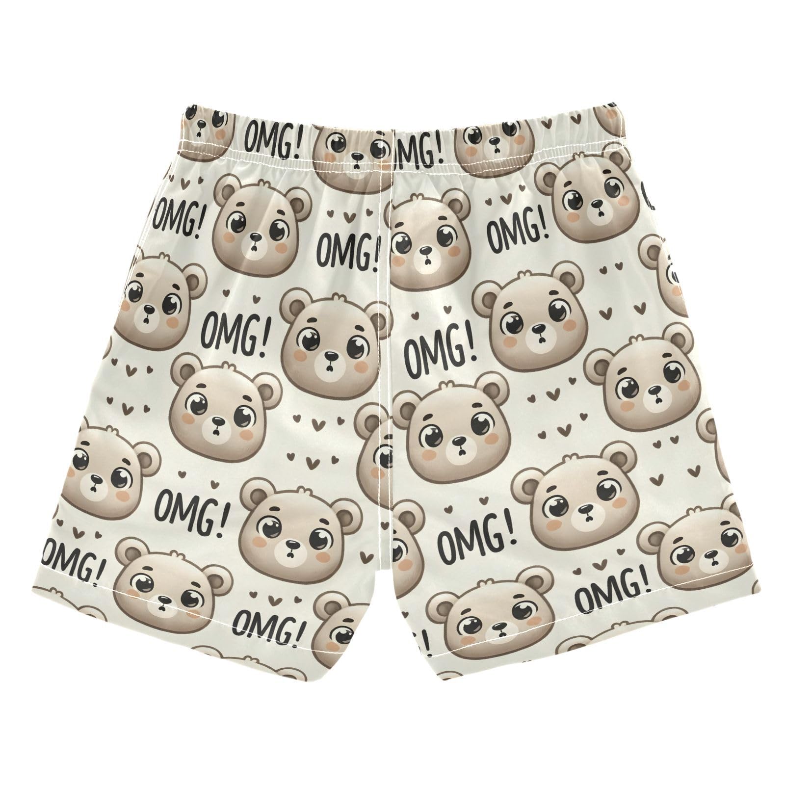 ALAZA Cartoon Bear Heart Love Boys' Swim Trunks Beach Shorts Quick Dry Swimsuit 7 Years Multicoloured